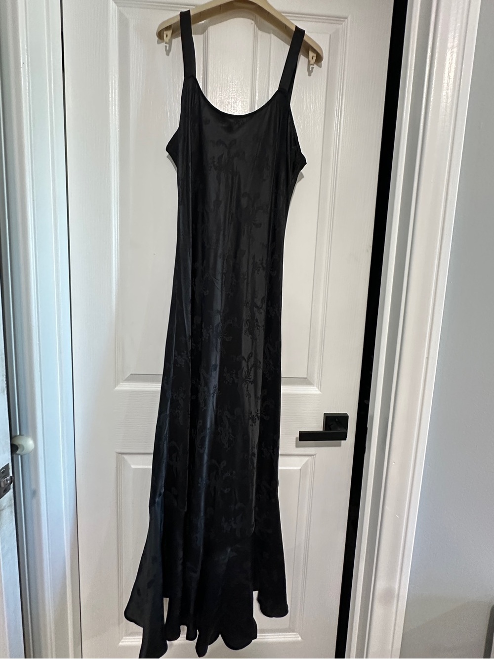 Realisation Par The Allegra dress Black Slip Dress with Subtle Jacquard Pattern